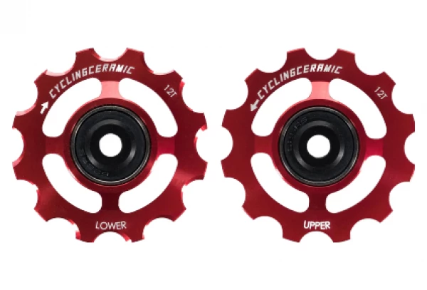 Paire De Galets CyclingCeramic Pour Shimano 12V 9200/8200 Rouge 3 Paire De Galets CyclingCeramic Pour Shimano 12V 9200/8200 Rouge